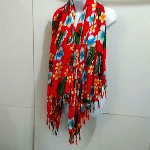 RoyalHawaiinCreations red/floral scarf 44W x 62L